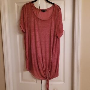 Derek Heart Women's Pink Short Sleeve Tie Front Top